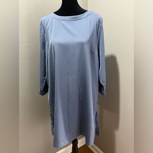 J Jill Dress Womens XL 1X Blue 3/4 Sleeve Tunic Top Round Neck Stretch Wearever